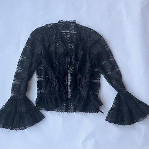 Anna Sui Women's Black Lace Cardigan Vintage